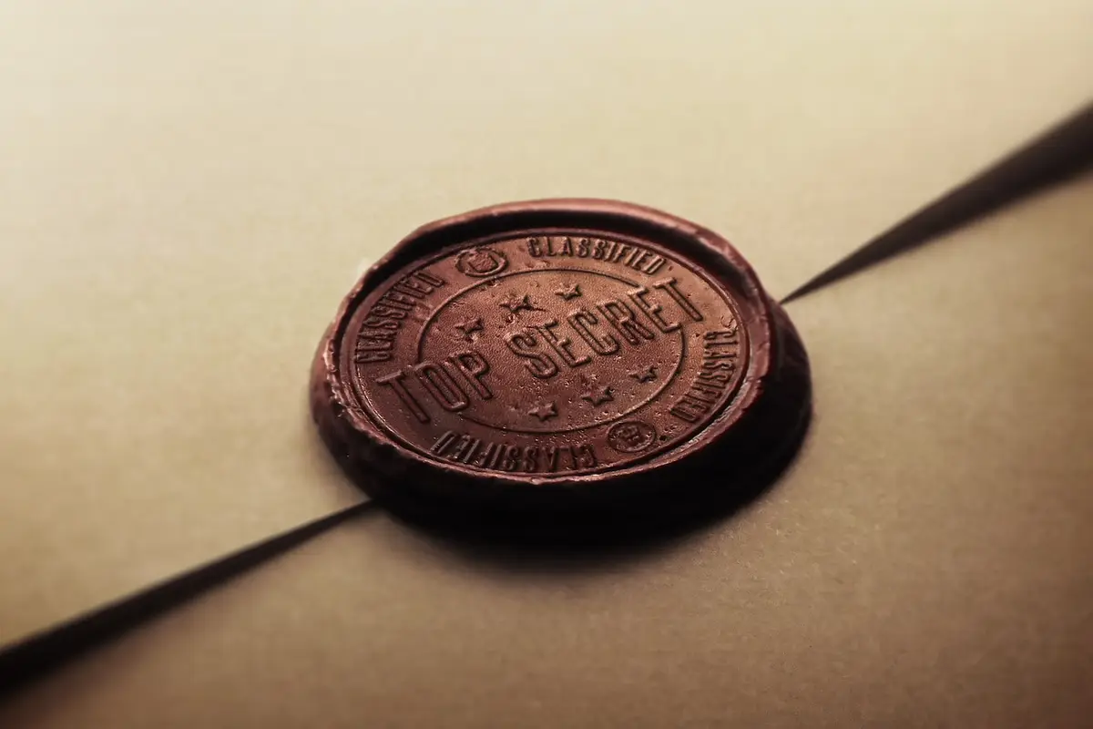 A brown envelope closed with a wax seal